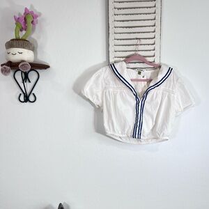 NWT ANTHROPOLOGIE WHITE BLOUSE TOP CROPPED